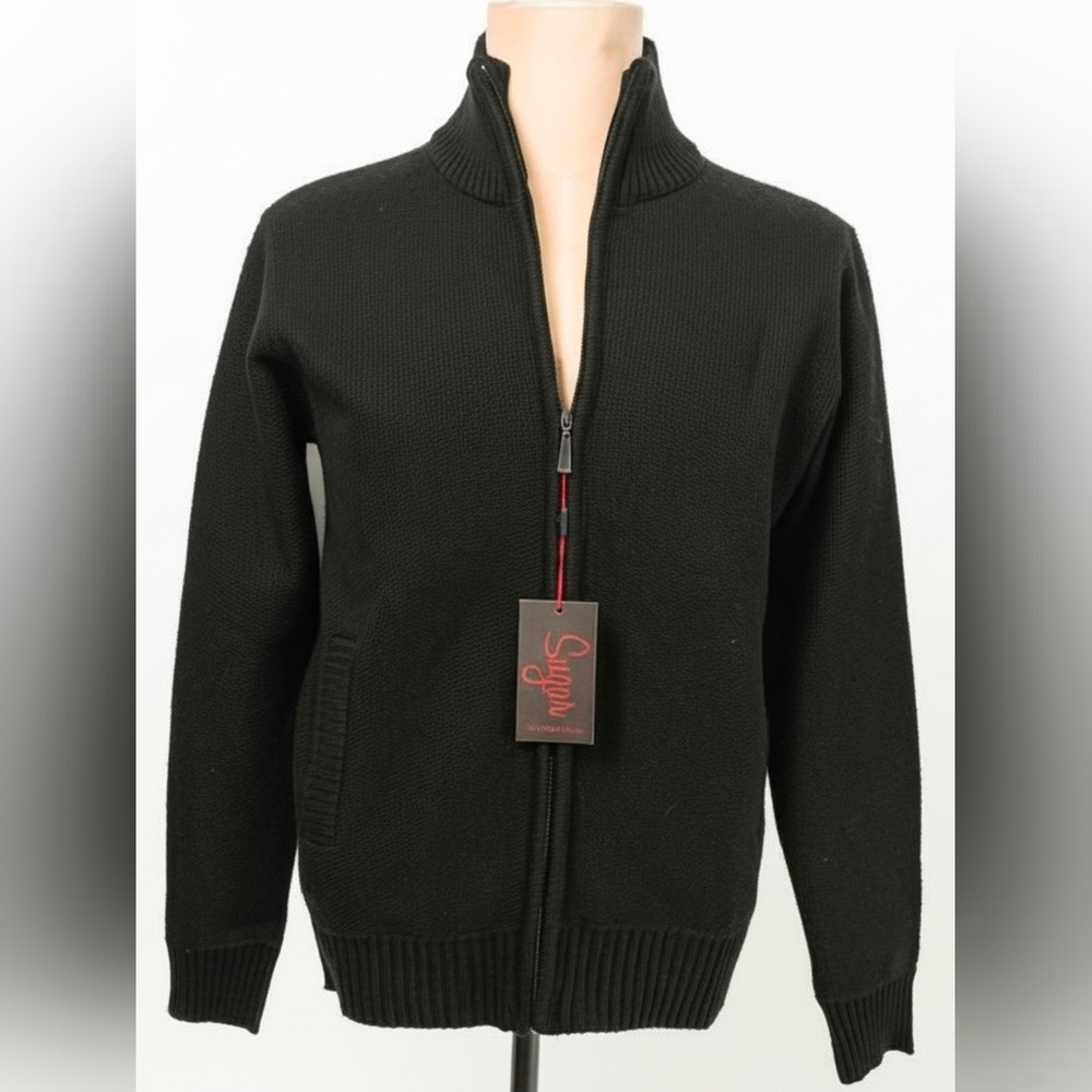 Sugar Black Zip Up Sweater for Men Size Small